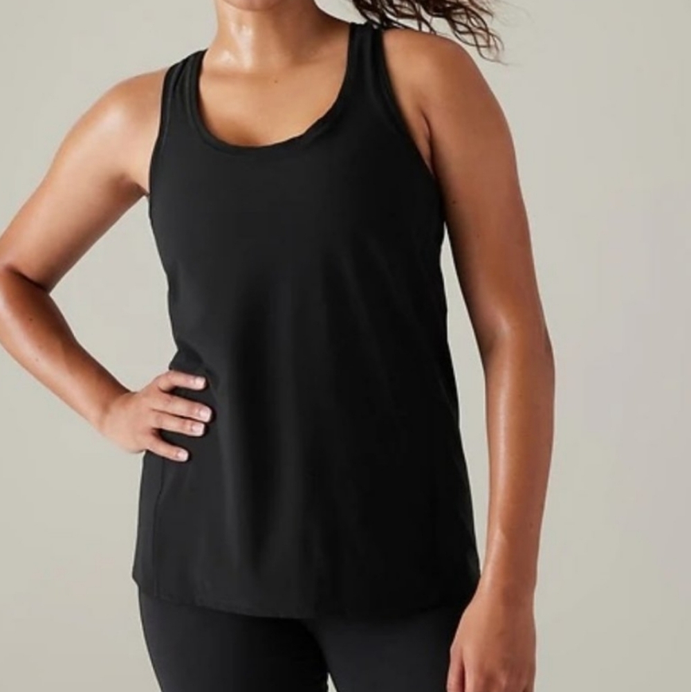 WOMENS ATHLETA BLACK PERFORATED BACK LOOSE FIT TANK TOP SIZE S